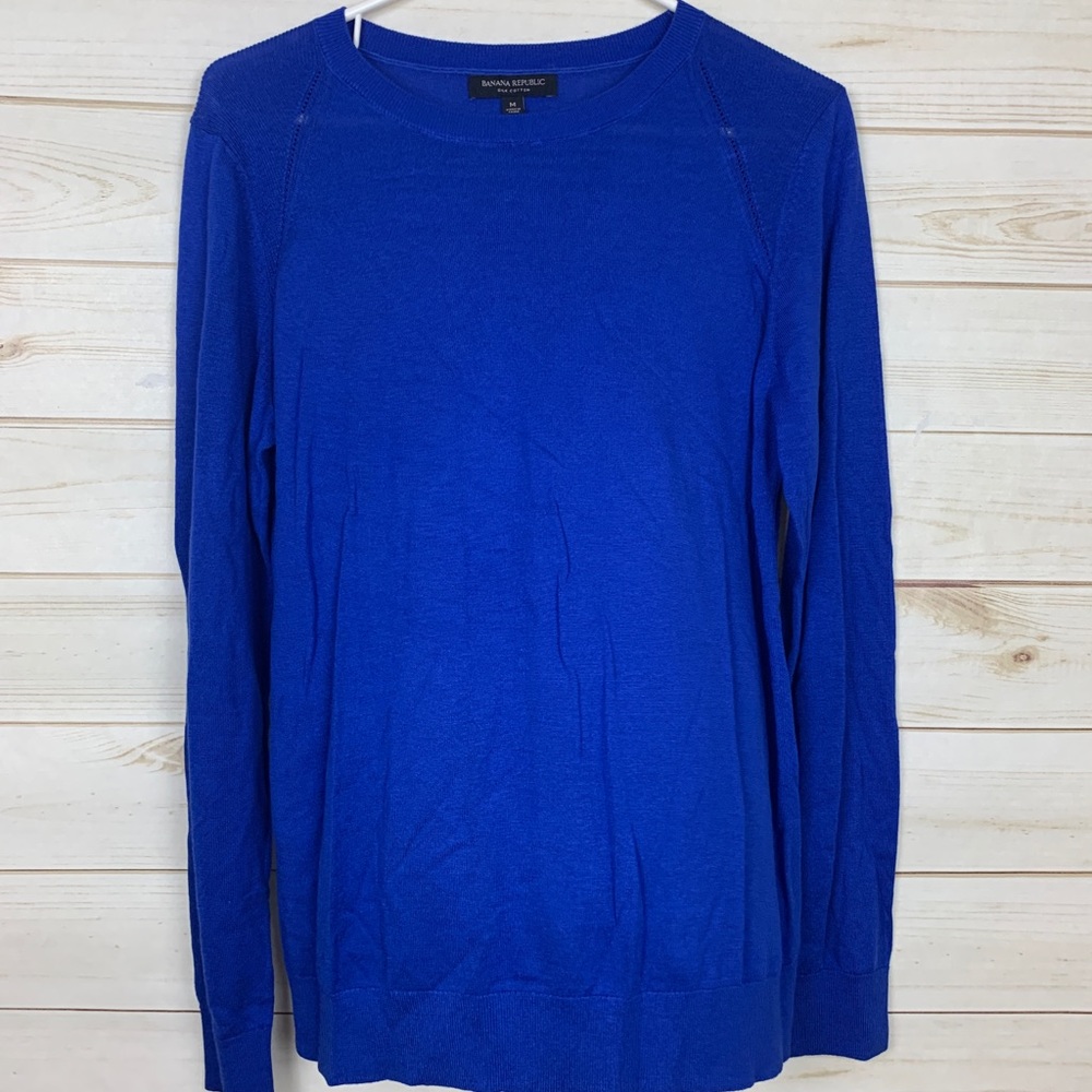 Banana Republic Silk navy blue long sleeve sweater